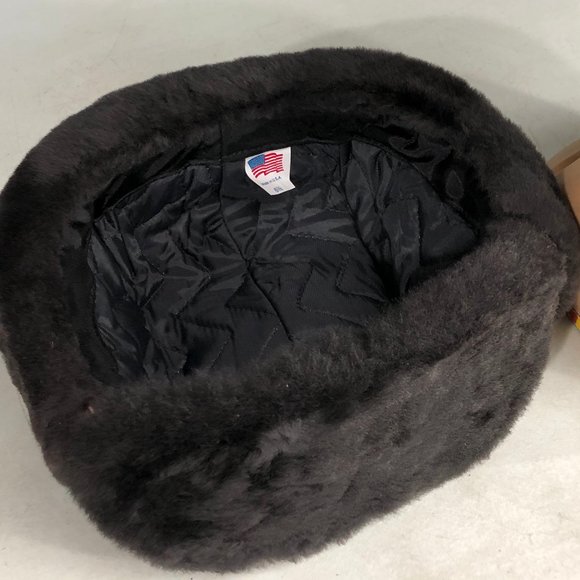 Langenberg Brown Vinyl Trooper 6 7/8 Winter Hat Ear Flaps Made USA - Picture 6 of 10